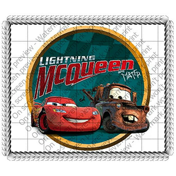 LIGHTNING MCQUEEN 8" Round Icing Image Edible Printed Cake Decoration Topper